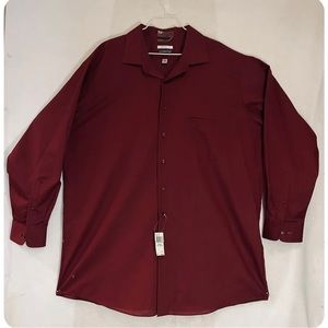 Van Heusen Flex Mens Button Down Long Sleeve Shirt Sz 18 1/2  35/36 Burgandy New